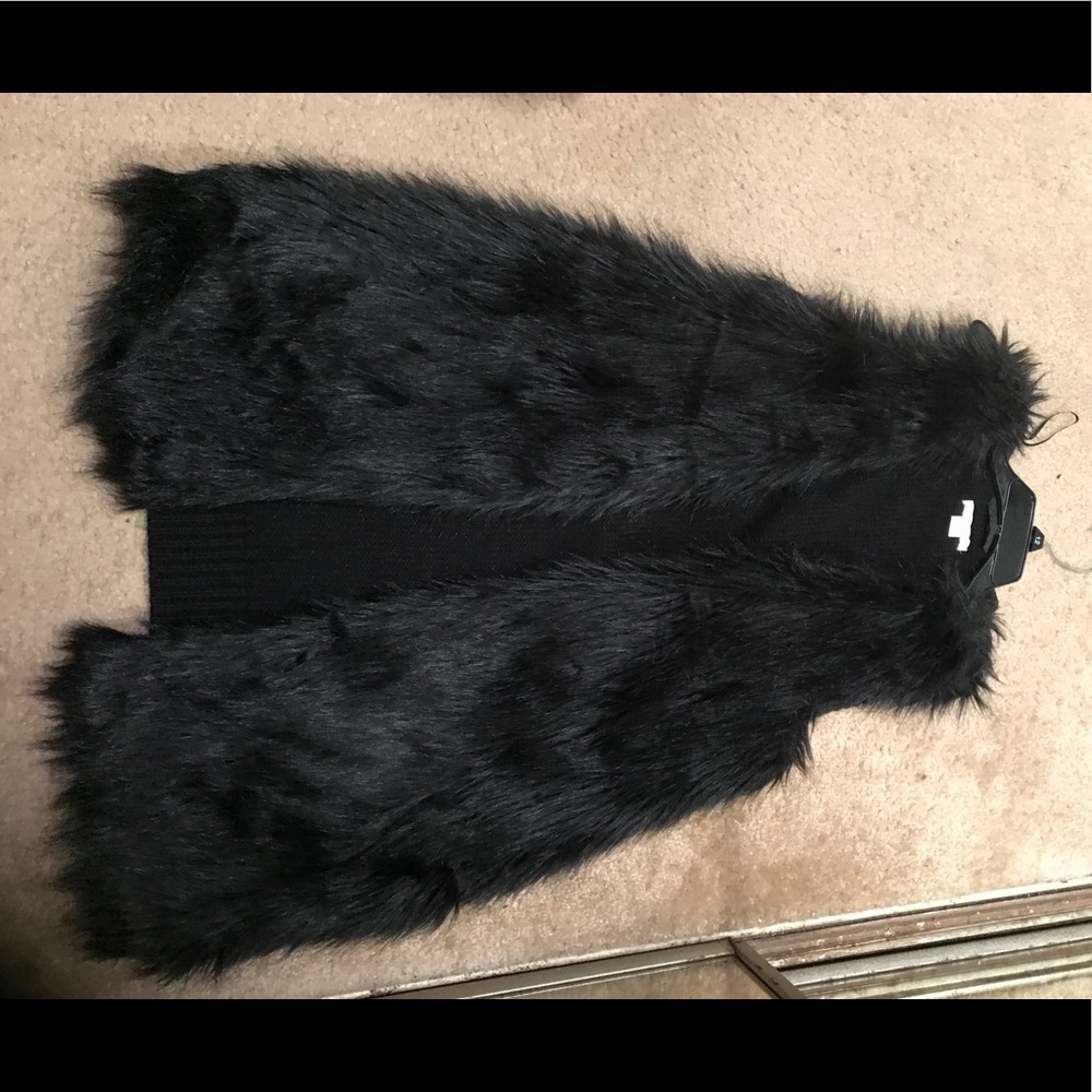 All black faux fur vest