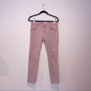 Blush Pink Distressed Jeans