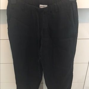Allen Allen Black Linen Cropped Pants Sz Small