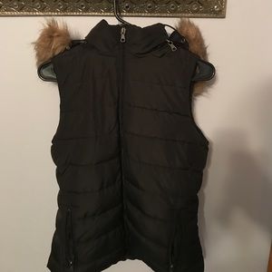 Banana Republic Fur Hooded Vest
