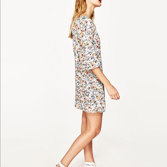 Floral Print Dress with Frilled Sleeves - Picture 3 of 7