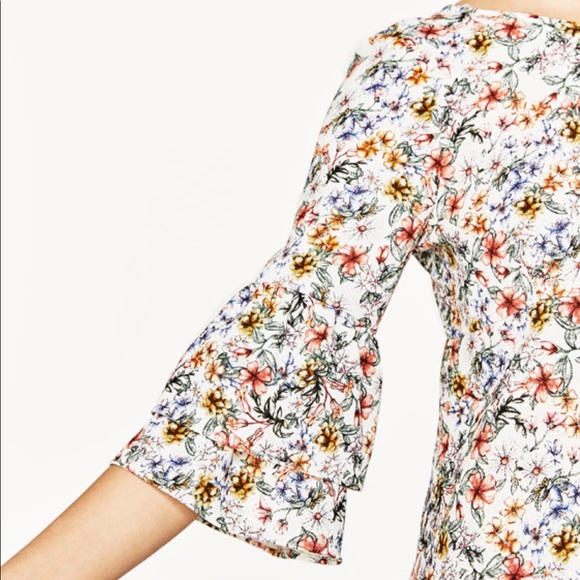 Floral Print Dress with Frilled Sleeves - Picture 4 of 7