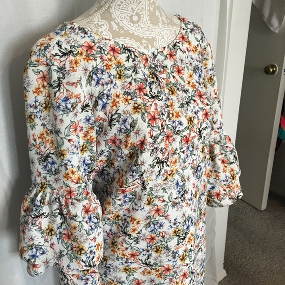 Floral Print Dress with Frilled Sleeves - Picture 5 of 7