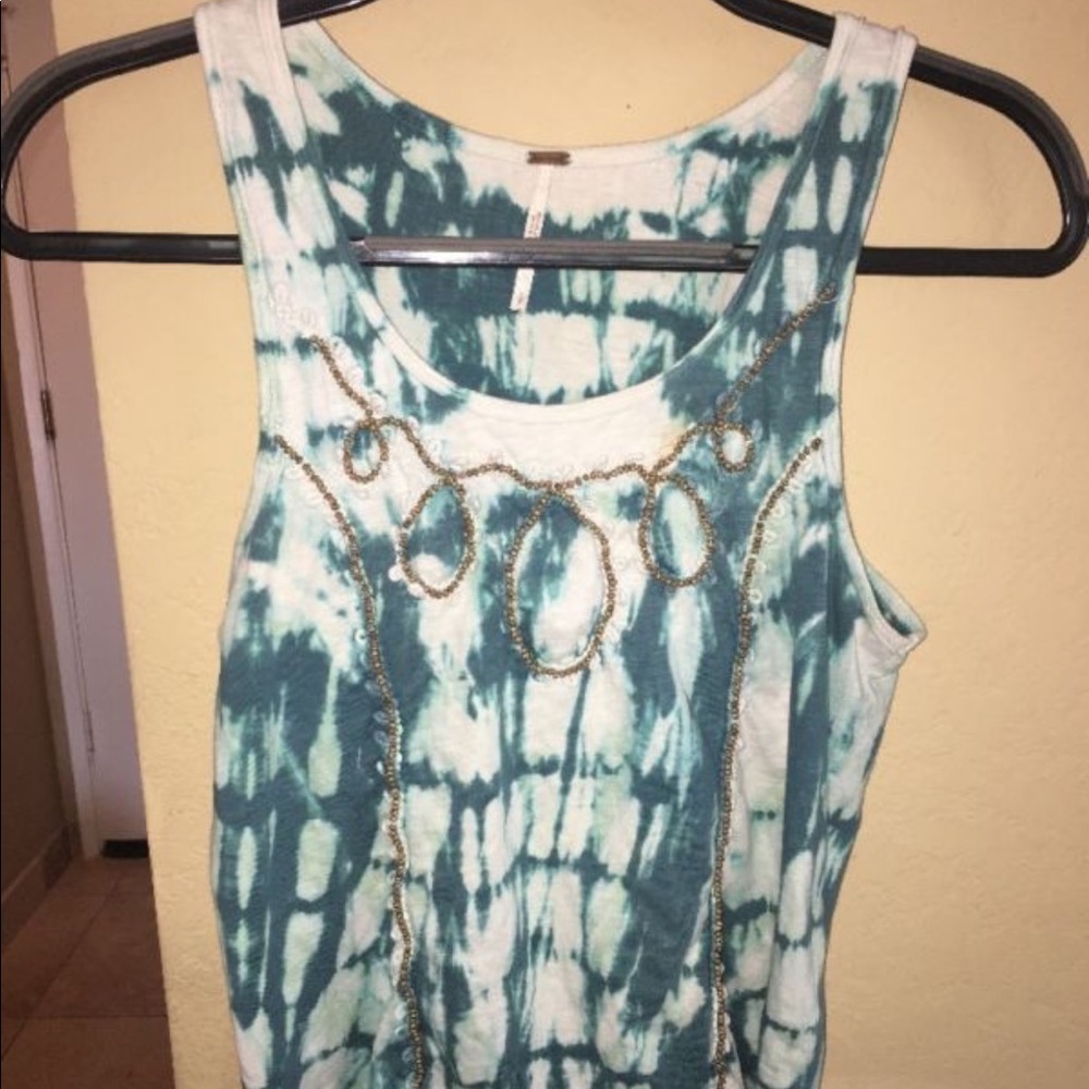 FREE PEOPLE Embellished Tye Dye Tank