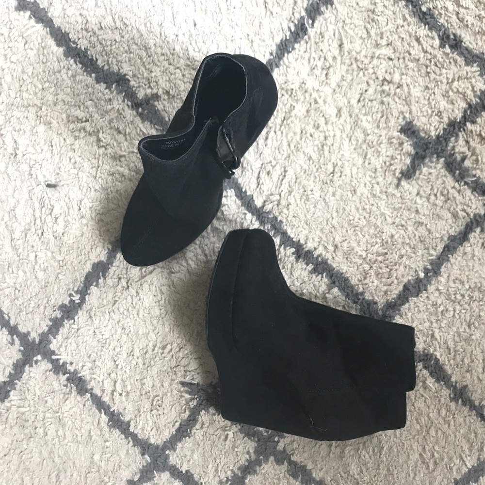 Velvet Wedge Booties