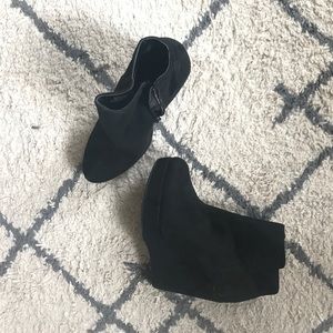 Velvet Wedge Booties