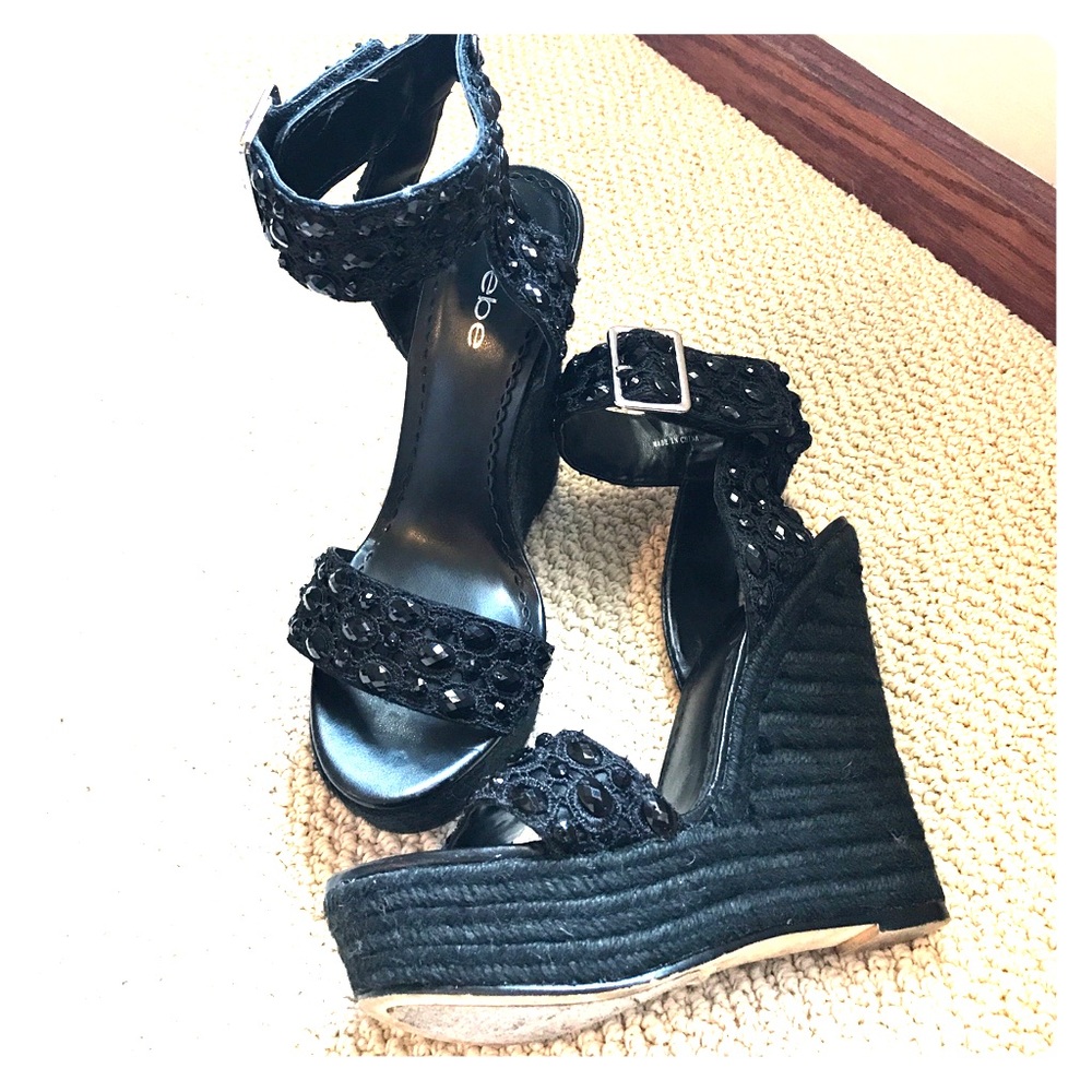 6 inch black Bebe heels