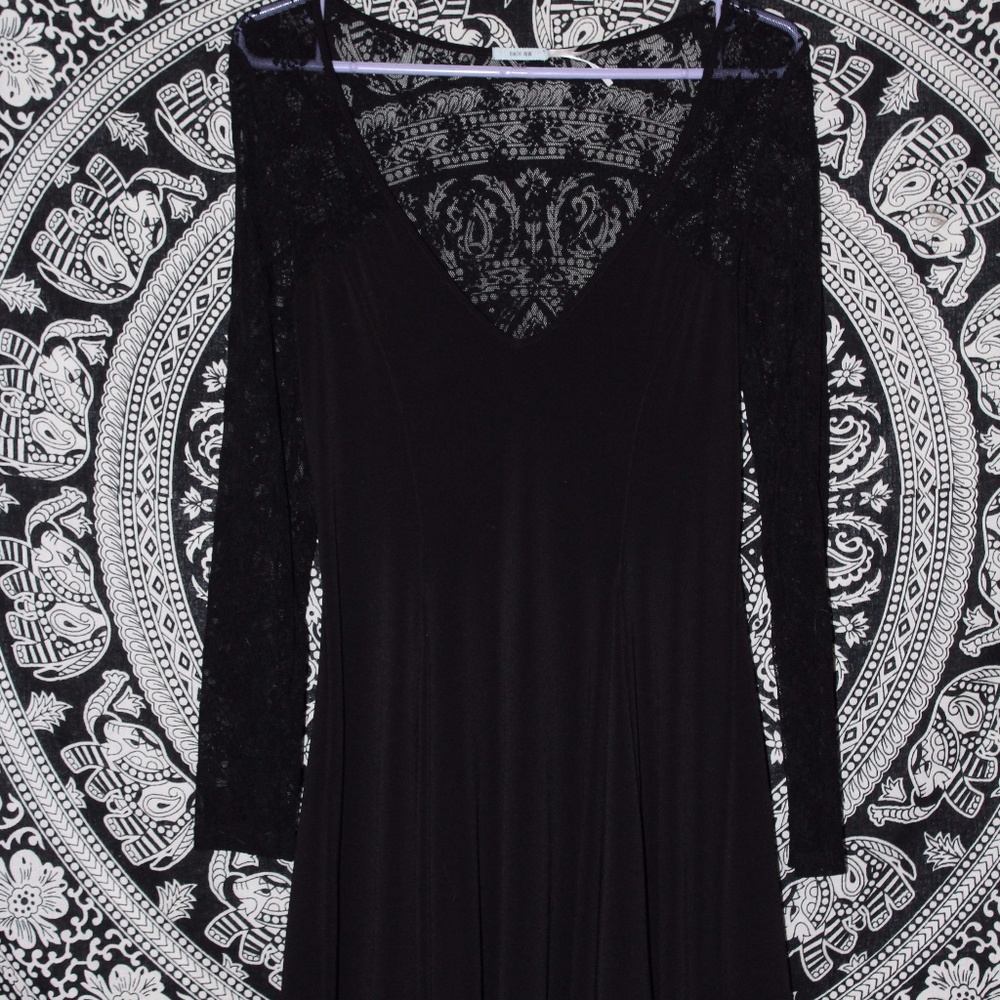 Black lace dress with lace sleeves and back