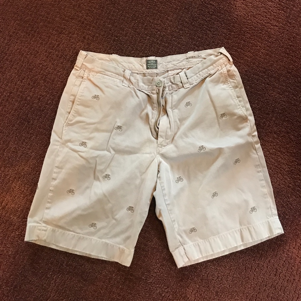 J. Crew Bicycle Embroidered Khaki Shorts