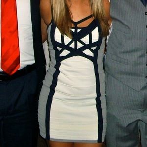 White navy gray bodycon dress