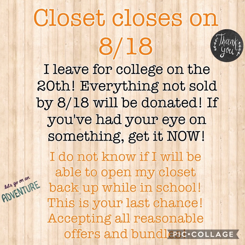 CLOSET CLOSING ON 8/18!