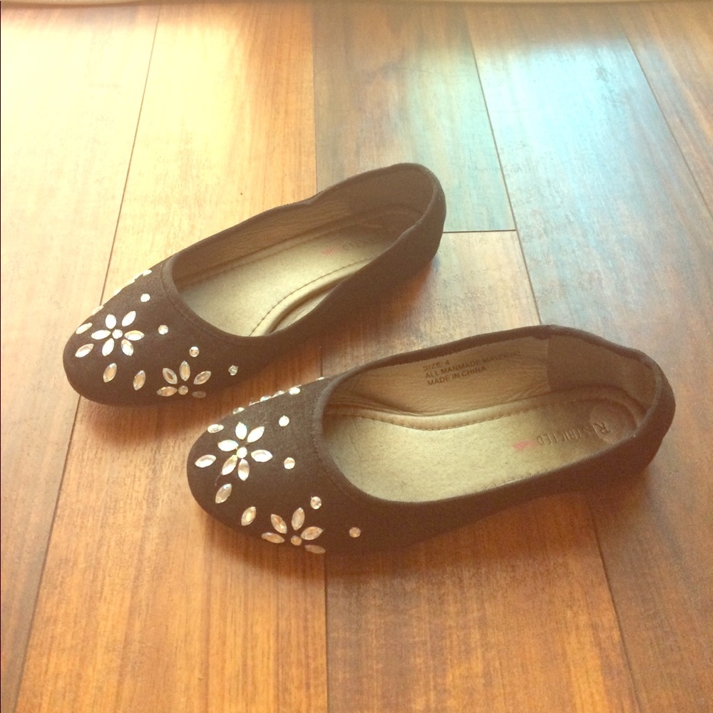 Cute gem and black flats for girls