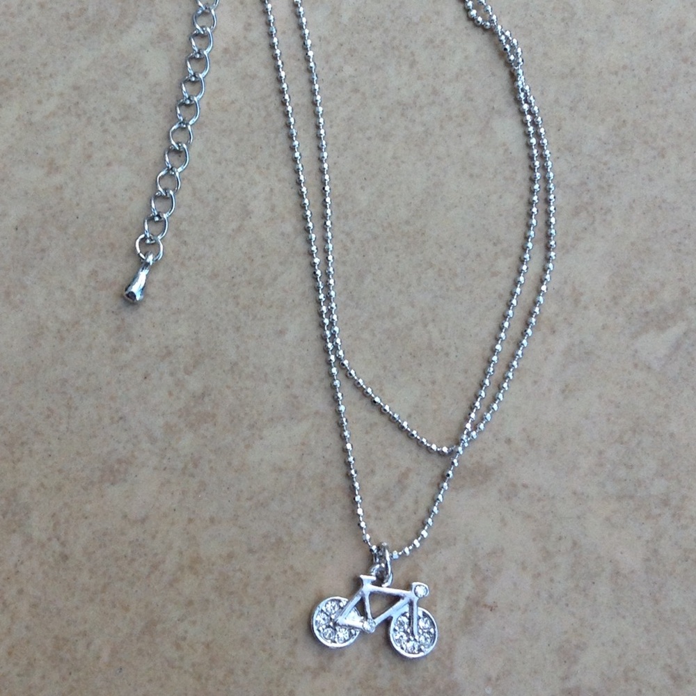 Silver Tone Crystal Bicycle Cyclist Charm Anklet