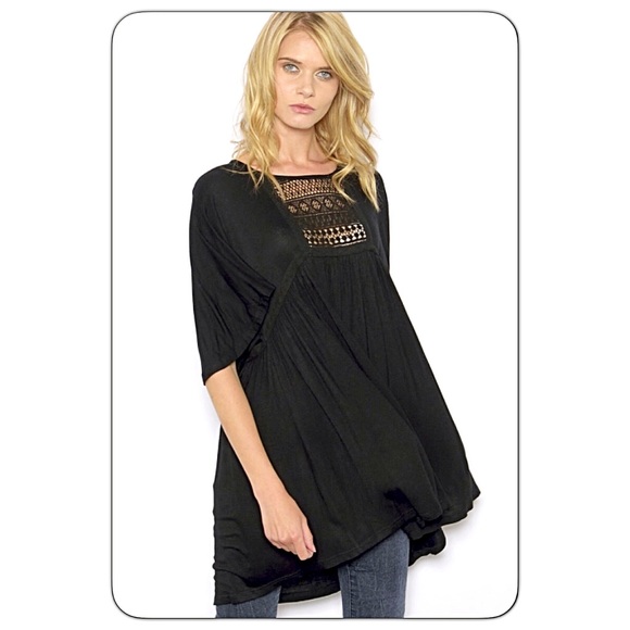Flutter Sleeve Lace Babydoll Tunic Top sold - Picture 4 of 7