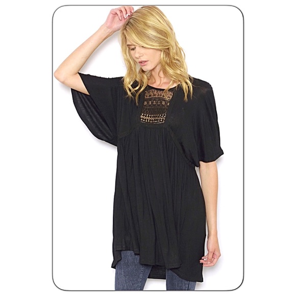 Flutter Sleeve Lace Babydoll Tunic Top sold - Picture 3 of 7