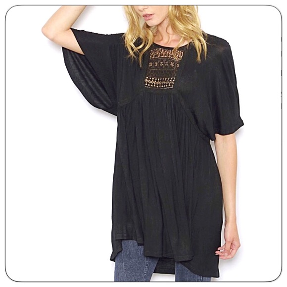 Flutter Sleeve Lace Babydoll Tunic Top sold - Picture 2 of 7