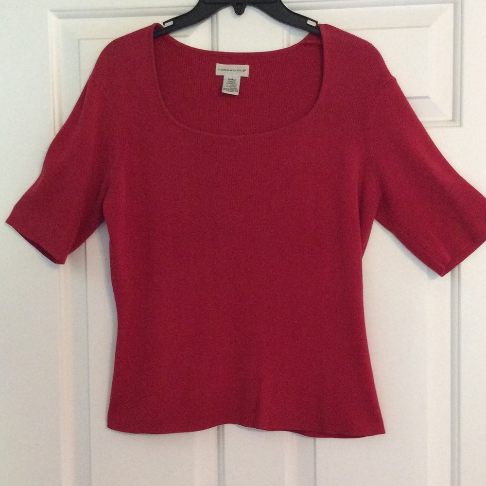 Red scoop neck sweater