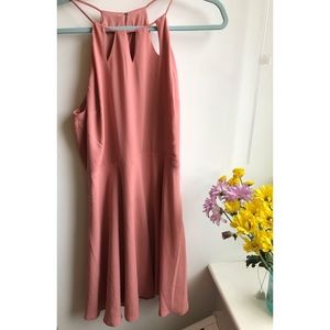 Express fit and flare cut out halter dress