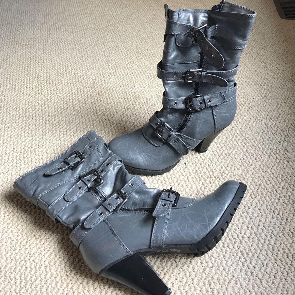 Mid calf grey boots Never worn!