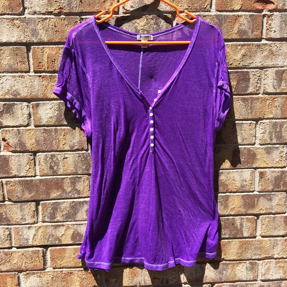 Old Navy purple sheer long t-shirt with buttons