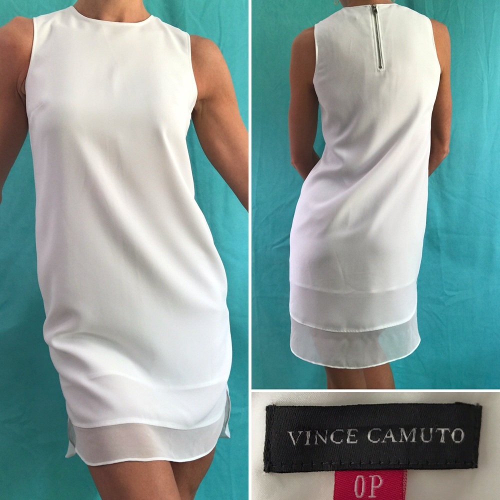 Vince Camuto Dress White Chiffon Sleeveless Size 0