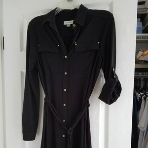 Calvin klein shirt dress black with gold buttons.