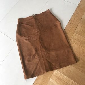 Faux suede camel skirt