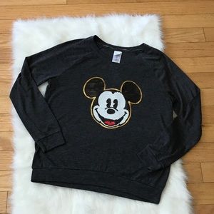 Disney Long Sleeve Sheer Knit Sequin Top Size L