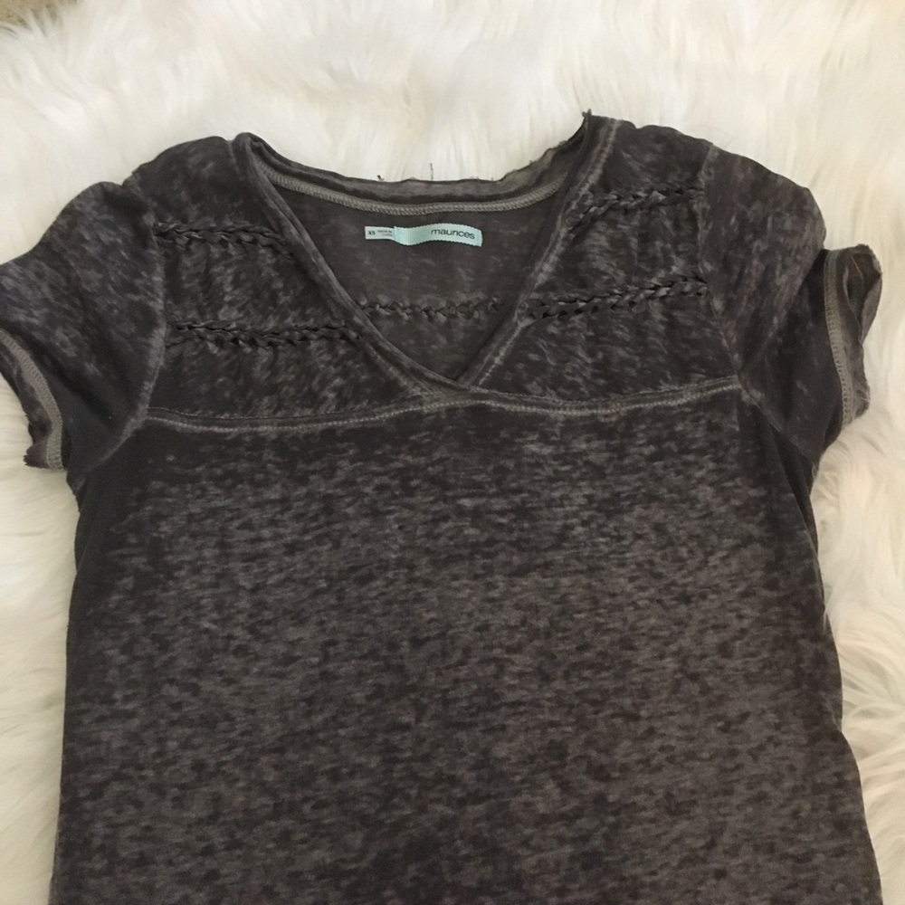 Maurice's gray tee with braided detail