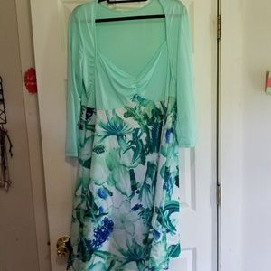 NWOT Green and white floral dress