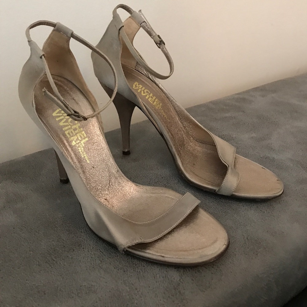 Michel Vivien Silver Taupe Heeled Sandals