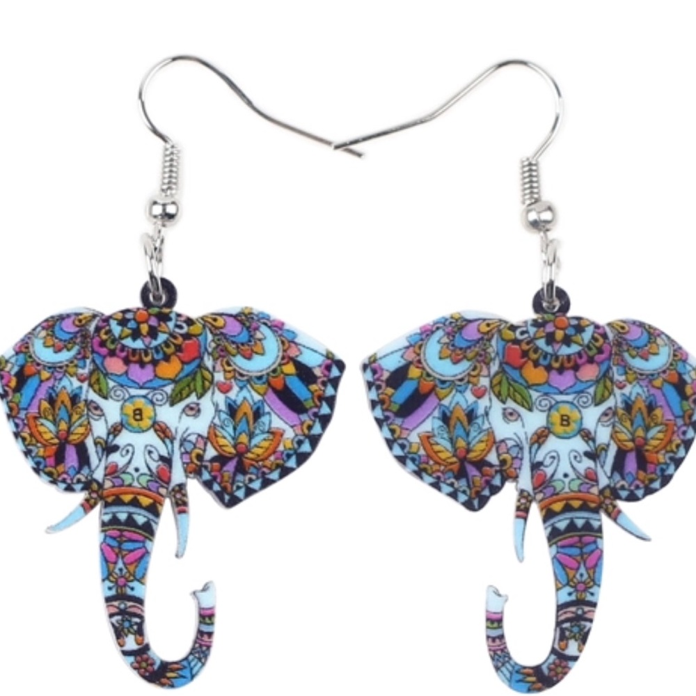 Elephant Acrylic Earrings - Picture 4 of 6