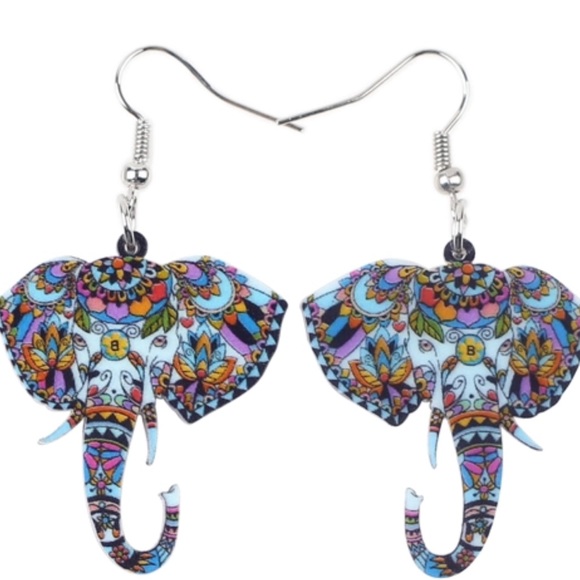 Elephant Acrylic Earrings - Picture 4 of 6