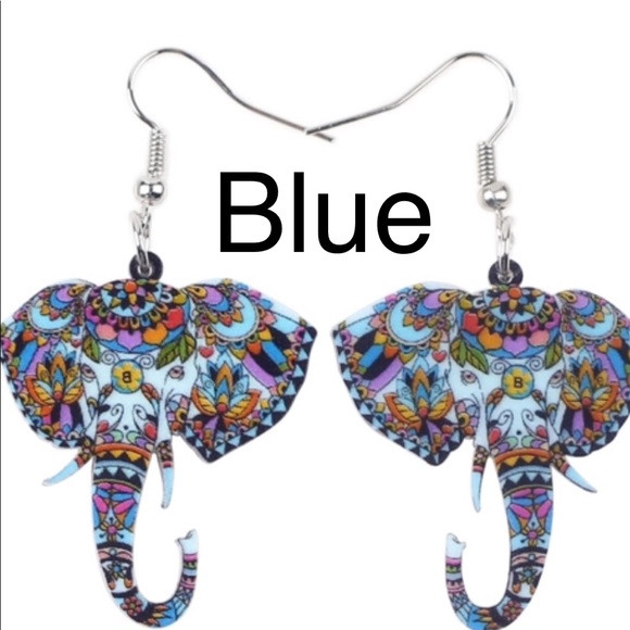 Elephant Acrylic Earrings - Picture 2 of 6