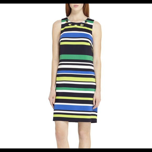 Vince Camuto embellished neckline stripe dress - Picture 2 of 6