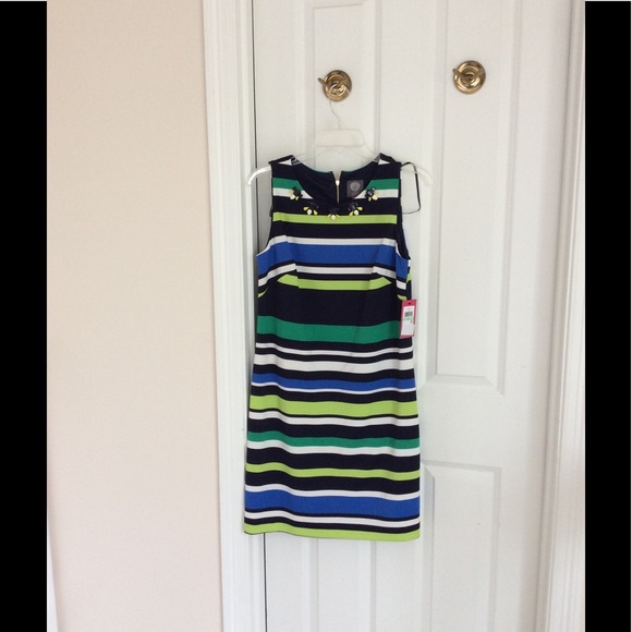 Vince Camuto embellished neckline stripe dress - Picture 3 of 6