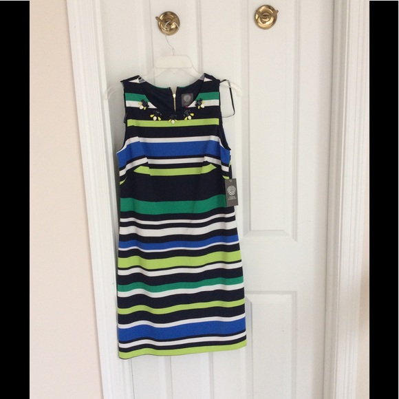Vince Camuto embellished neckline stripe dress - Picture 4 of 6