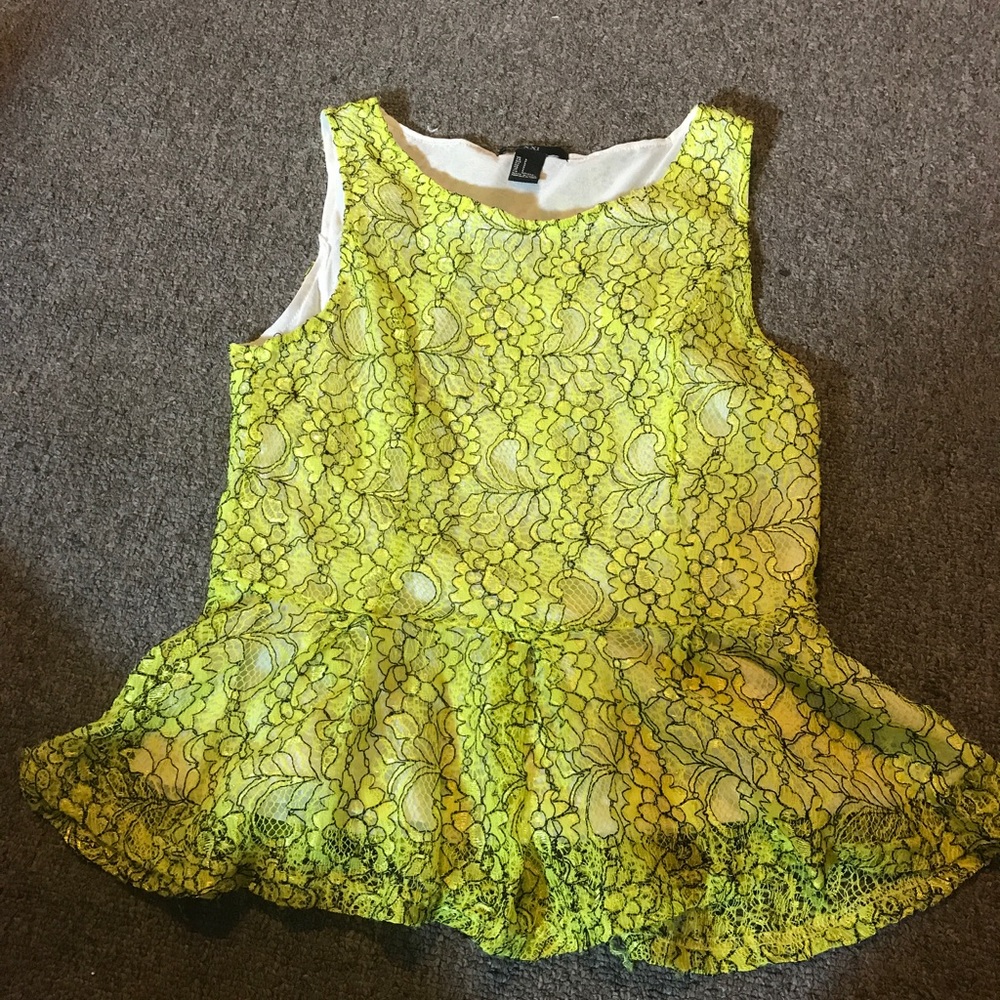 Yellow lace peplum top