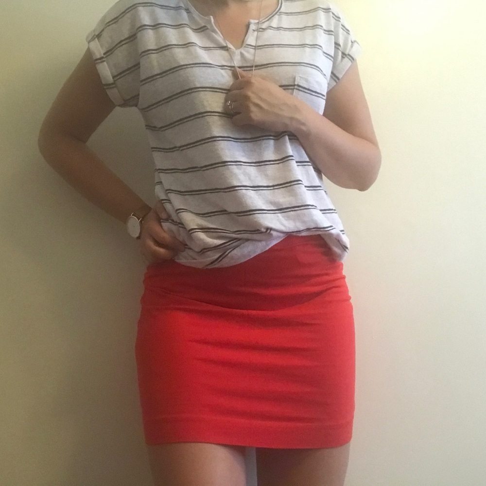 H&M Basics Red Body-Con Skirt