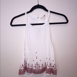 LA Hearts White Cropped Tank with Red Embroidery
