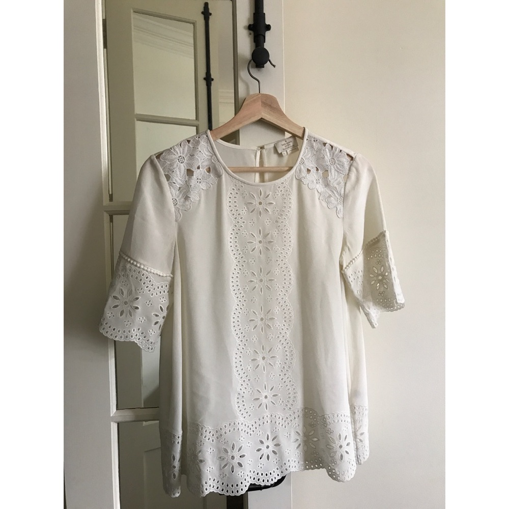 Short sleeve silk embroidered top from Kate Spade