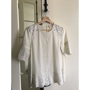 Short sleeve silk embroidered top from Kate Spade