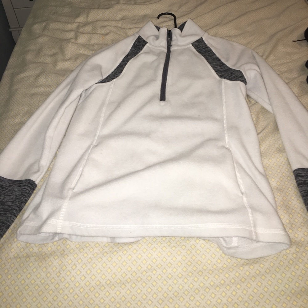 White and grey half zip up sweater !