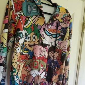 NWOT Men's xxl 90's cartoon zip up hoodie.