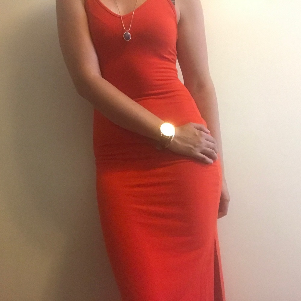 Forever 21 Red-Orange Body-Con Midi Dress