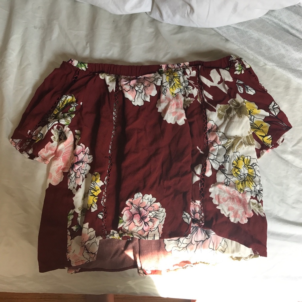brandy melville off the shoulder floral top