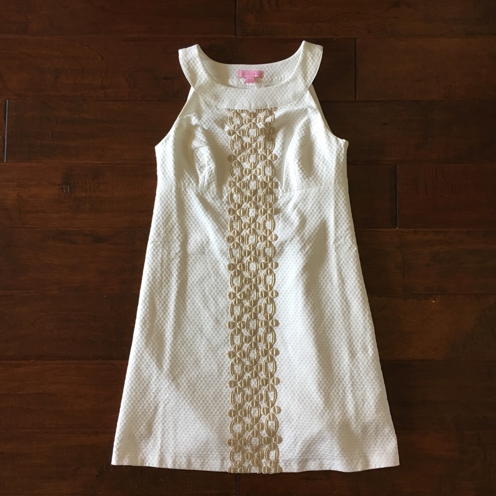 White & Gold Lilly Pulitzer Shift Dress