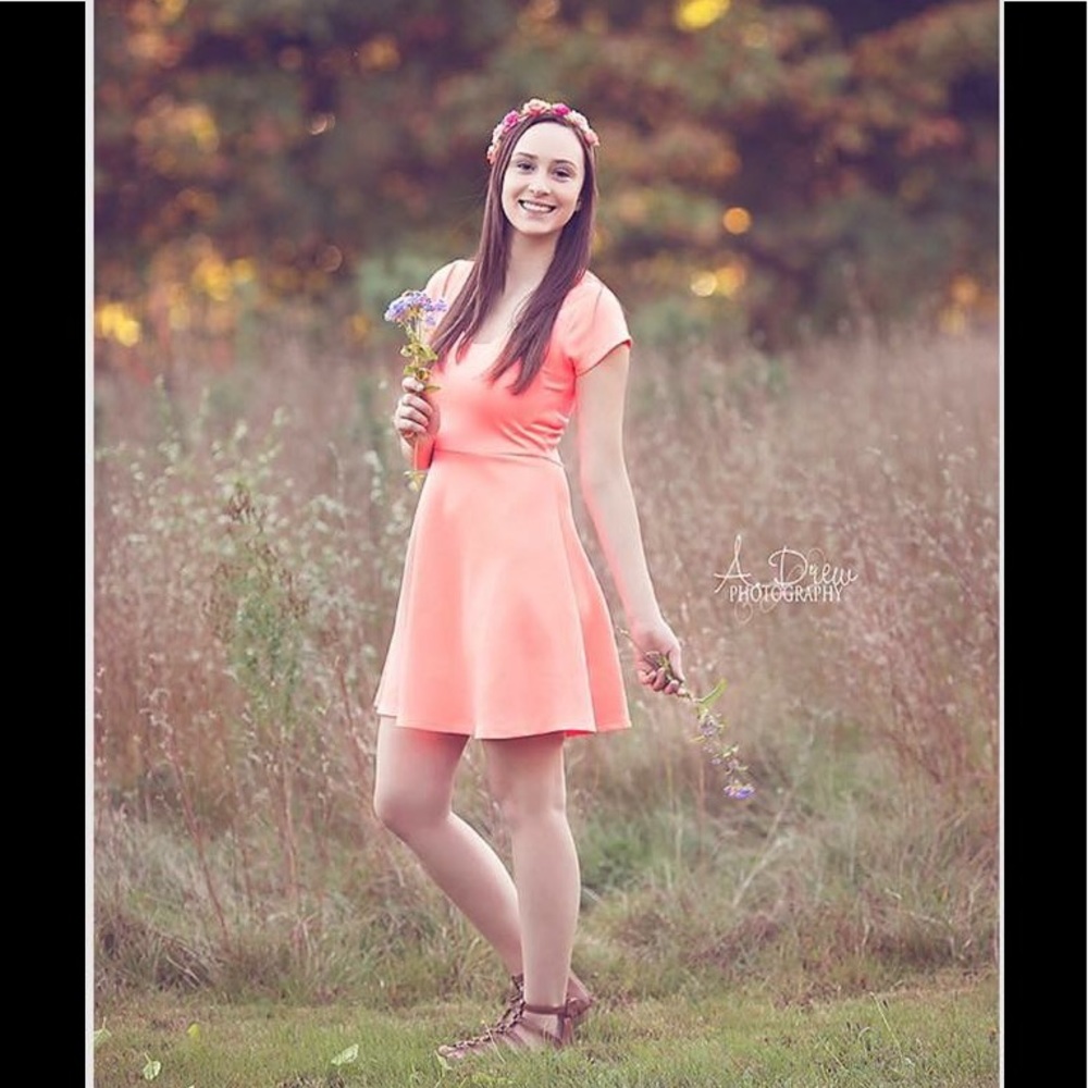 Bright peach/coral zip up dress!!