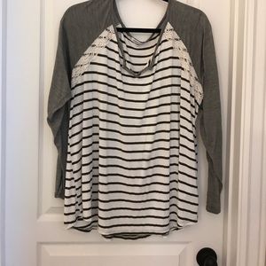 Maurice's long sleeve top with lace detail