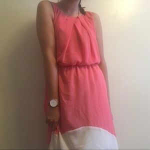 Sunday In Brooklyn Salmon-Pink & White Hi-Lo Dress